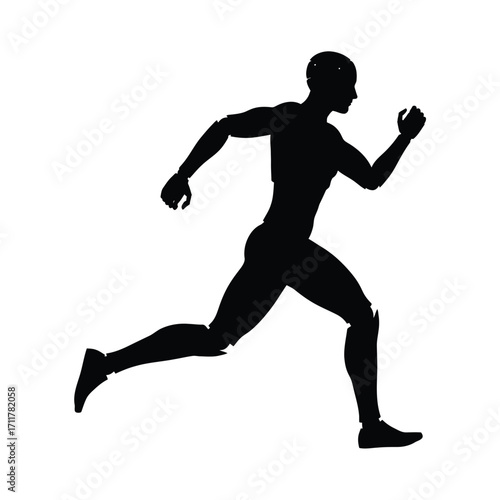 Silhouette of a runner in motion against a depicting speed and athleticism for sports and fitness related themes on white background