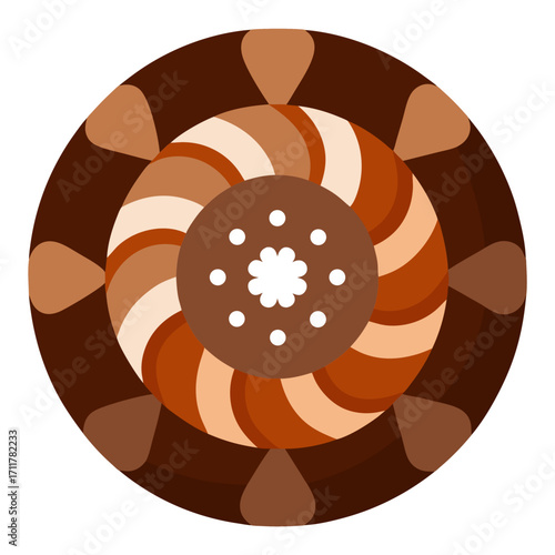 Brown and tan abstract circular design