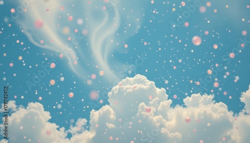 powder sky dream theme with airbrush sky cyan with pearl overlay, romantic baby blue wash, airy blue particles, soft focus powder mist, ethereal and delicate