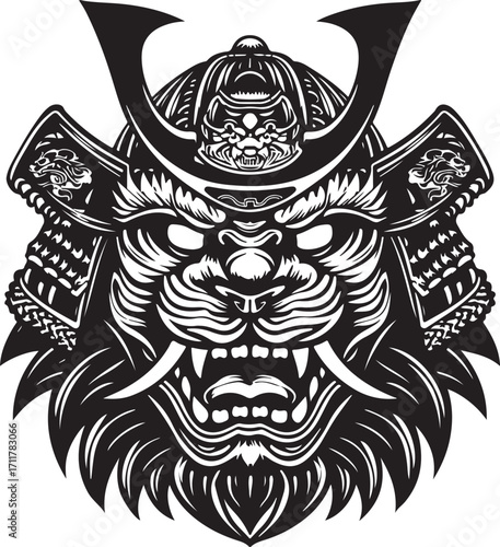 Fierce samurai mask warrior spirit powerful symbol