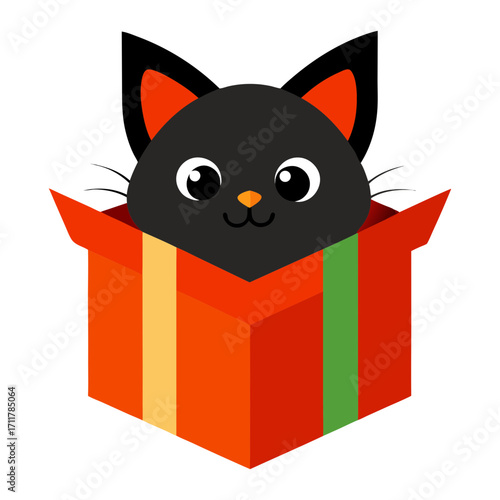cat with gift box