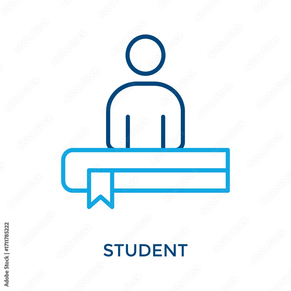 Fototapeta premium Student Icon Outline Color Style. Vector Illustration For Graphic Design