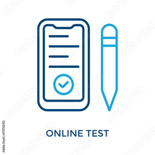 Online Test Icon Outline Color Style. Vector Illustration For Graphic Design