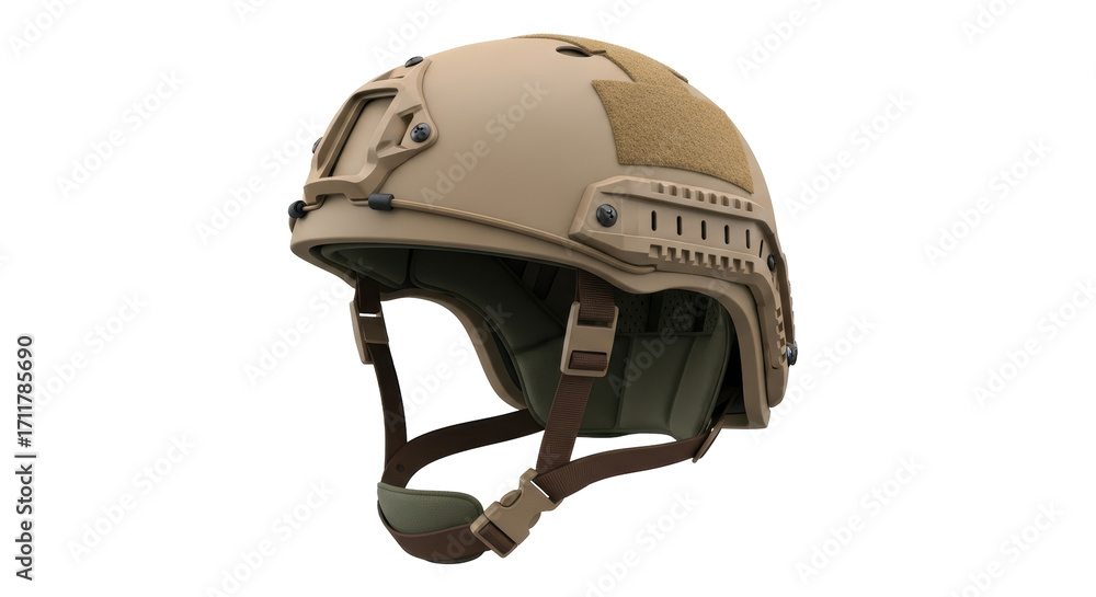 Fototapeta premium Isolated modern military tactical helmet for soldiers and police protective gear equipment