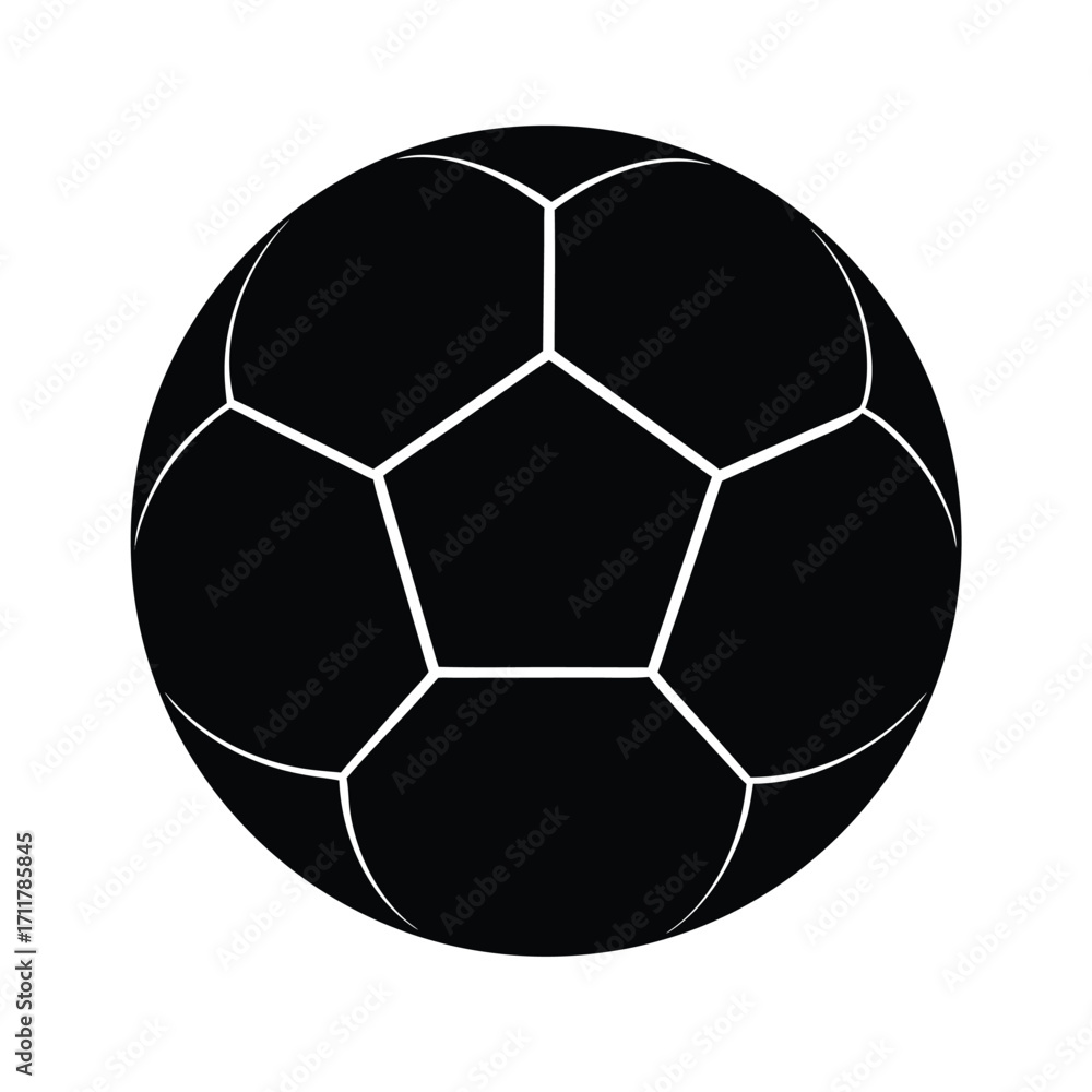Fototapeta premium Black silhouette soccer ball on white background