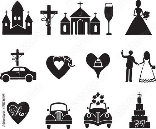 Celebrate love with wedding icons