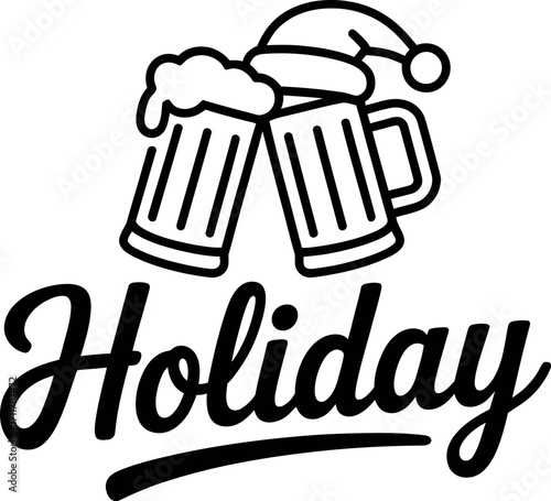 Cheers to the holidays with frothy beer mugs topped with a Santa hat