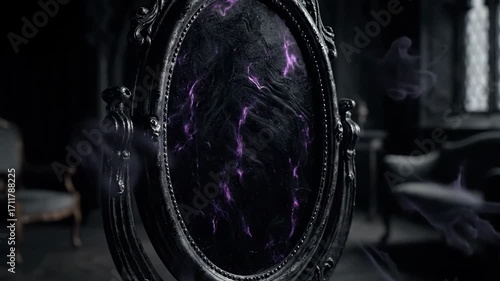 Spectral Hands Emerge from a Cursed Mirror Portal in a Dark, Haunted Mansion