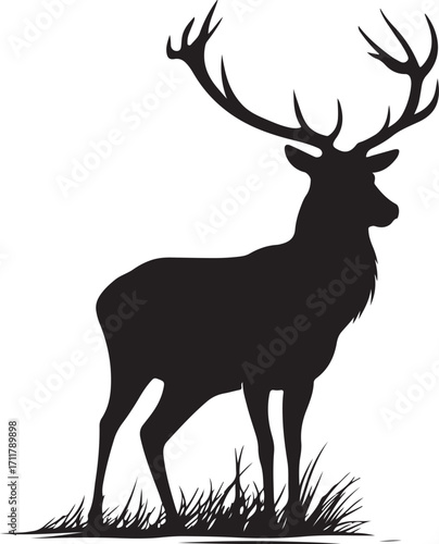 Majestic stag silhouette stands proudly in wild grass