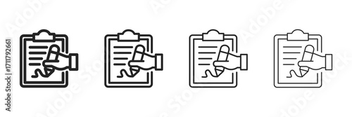 Contract  Icon Set With Multiple Line Styles Vector Illustration 