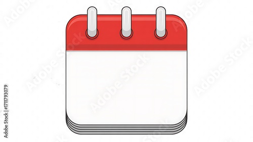 Blank red calendar page with metal rings