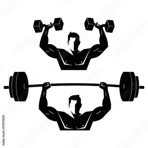 Weightlifting Silhouette - Strength Training and Fitness Exercises.