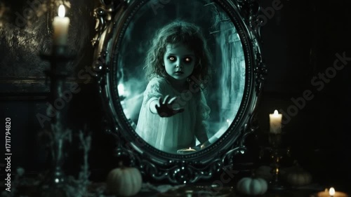 Child ghost in mirror