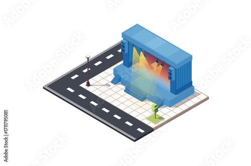 Isometric Music Event stage, 3d Concept Isometric View. Suitable for Diagrams, Game Asset, And Other asset