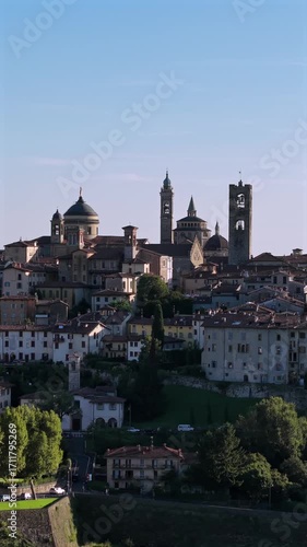 Wallpaper Mural A cinematic drone video of Bergamo's historic Città Alta. This medieval Italian city is a top European destination with stunning architecture and scenic views. Torontodigital.ca
