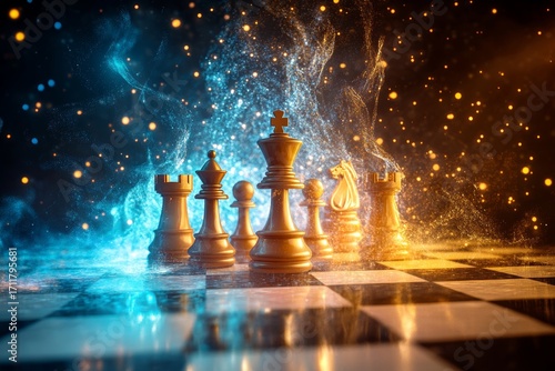 A spectacular game of cosmic proportions is about to commence, featuring resplendent pieces prepared for an astronomical confrontation