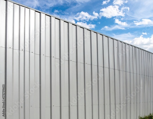Wallpaper Mural Gray corrugated metal fence against a partly cloudy sky Torontodigital.ca