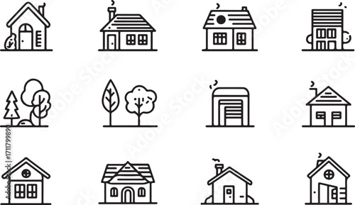 Modern house icons for real estate and property