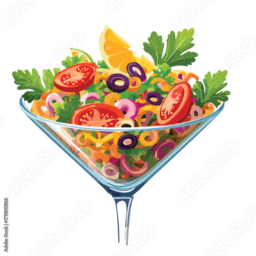 delicious Iranian Shirazi Salad in cocktail Glass