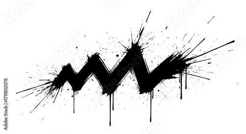 Dynamic zigzag splattered ink graphic conveys energy and bold artistic expression