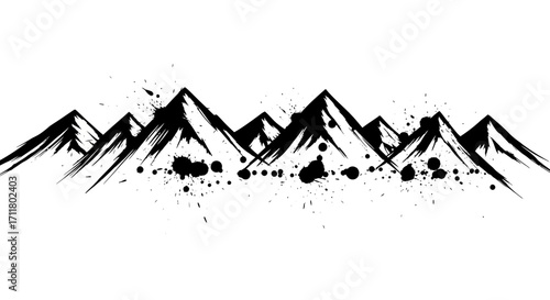 Dynamic ink splash mountain range graphic for bold adventure and nature themes
