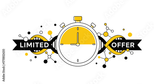 Seize the moment with this dynamic limited offer graphic featuring a stopwatch and DNA elements