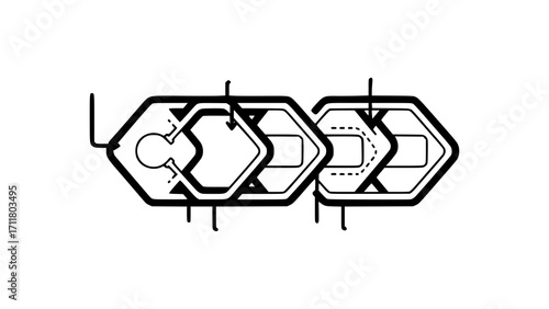 Abstract diagram showing interconnected hexagonal shapes
