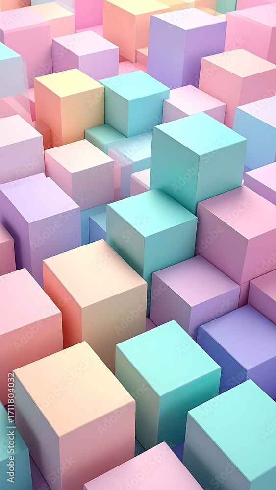 Obraz premium Abstract 3D pastel cubes