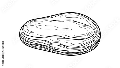 A black and white line drawing of a single bean