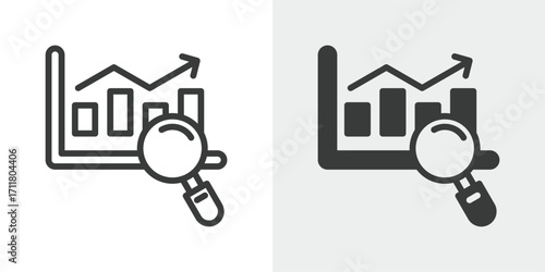 Market Research Icon Set in Outline and Mixed Style Vector Illustration