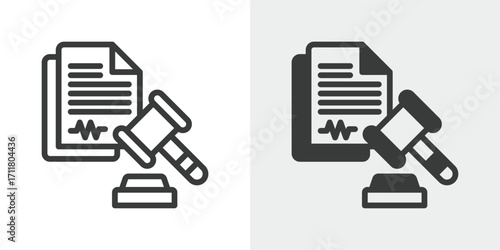 Legal Document Icon Set in Outline and Mixed Style Vector Illustration