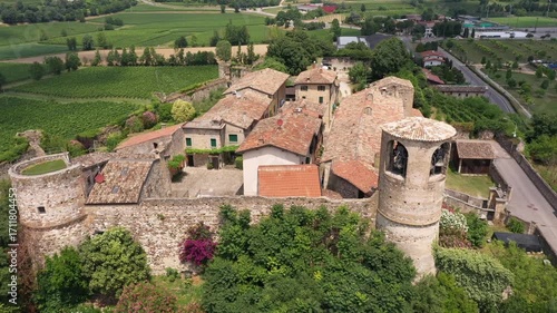 Wallpaper Mural Drone footage of Castello di Pozzolengo, a symbol of medieval heritage in Lombardy, Italy. Torontodigital.ca