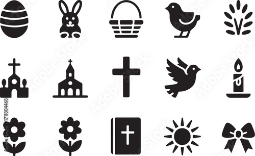 Easter and Christian holiday icons for celebration