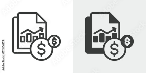 Financial Statement Icon Set in Outline and Mixed Style Vector Illustration