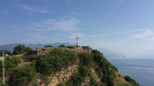 Wallpaper Mural Historic Rocca di Manerba. Lake Garda aerial. Summer drone, multiple perspectives. Torontodigital.ca