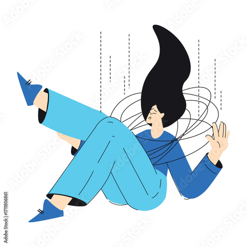 Mental Health with Woman Character with Psychological Disorder Vector Illustration
