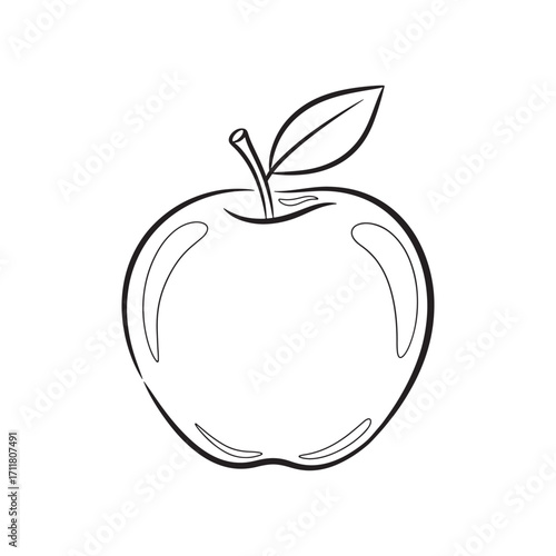 Simple Black and White Apple Outline