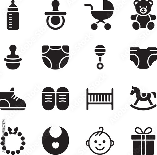 Essential baby icons for modern parenting needs
