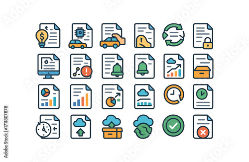 colorful flat vector icons Billing Cycle (Advanced) billingcycle smart billingcycle ai billingcycle auto2 billingcycle manual2 billingcycle synced billingcycle unsynced billingcycle monitor.