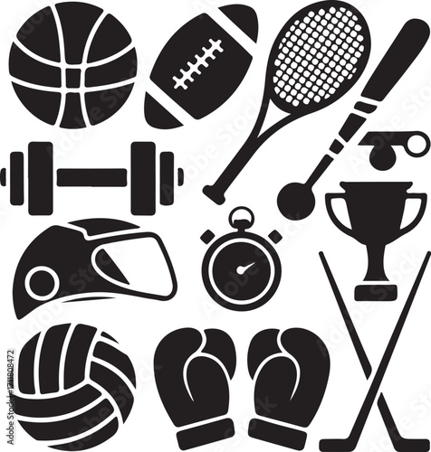 Sports icons collection for victory and fitness inspiration