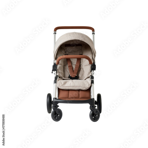 Modern Beige and Brown Baby Stroller, Top View