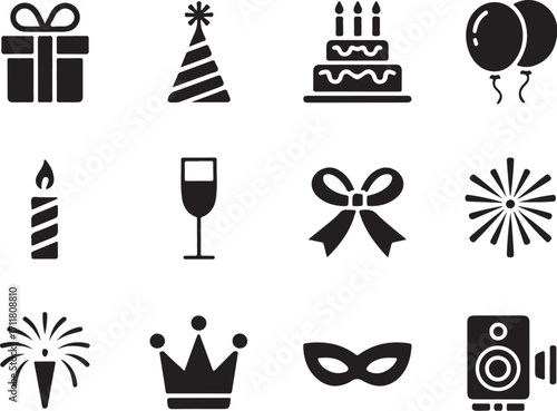 Celebrate joyfully with party icons