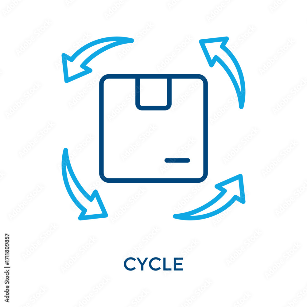 Cycle Icon Outline Color Style. Vector Illustration For Graphic Design