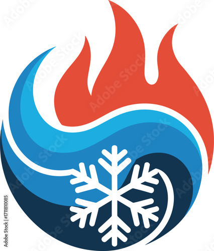 Innovative logo symbolizing climate control warmth cold air conditioning and heating services