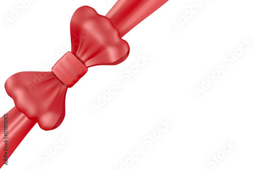 Red tied bow on white backg...