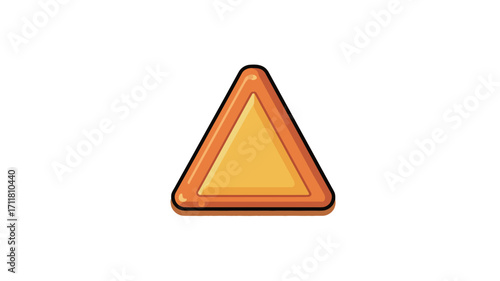 The image shows a simple, flat design illustration of an orange triangle with a yellow interior.  The triangle has a slightly beveled edge giving it a 3D effect. The style is cartoonish 