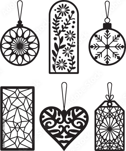 Elegant decorative ornaments and tags for crafting