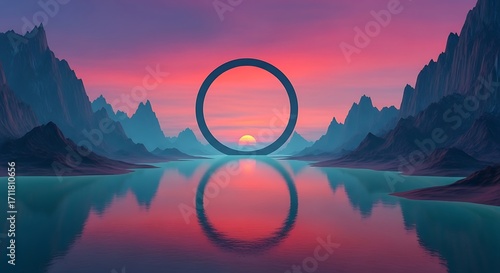 Sunrise Through a Cosmic Ring Landscape.