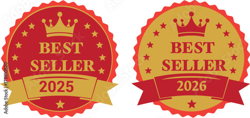 Golden Laurel Bestseller Award Icon – Luxury Vector Sticker for Product Branding and Marketing

