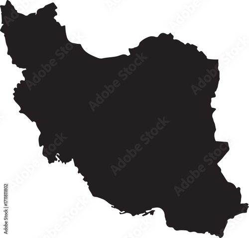 Black Silhouette Of Iran Map country